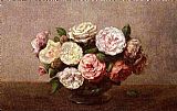 Henri Fantin-latour Famous Paintings - Bowl of Roses